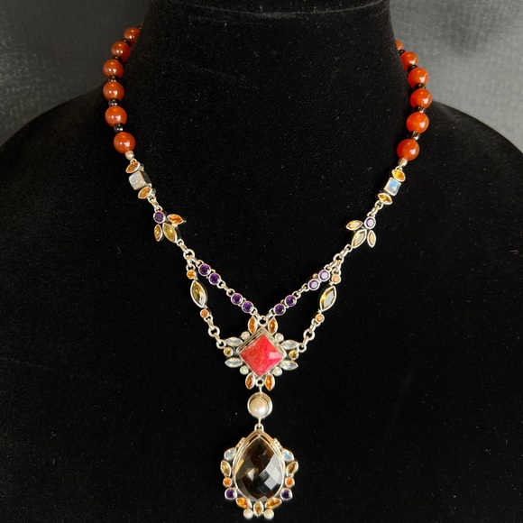 🦋NICKY BUTLER RAJ LIMITED EDITION Carnelian Smokey Topaz Necklace VINTAGE NB - Picture 14 of 16